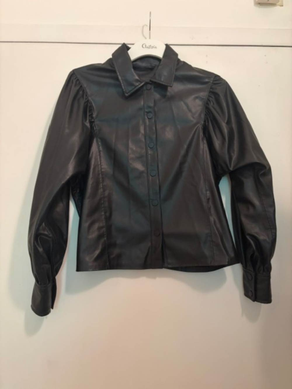 All Saints Black Leather Button Down Shirt or Light Jacket